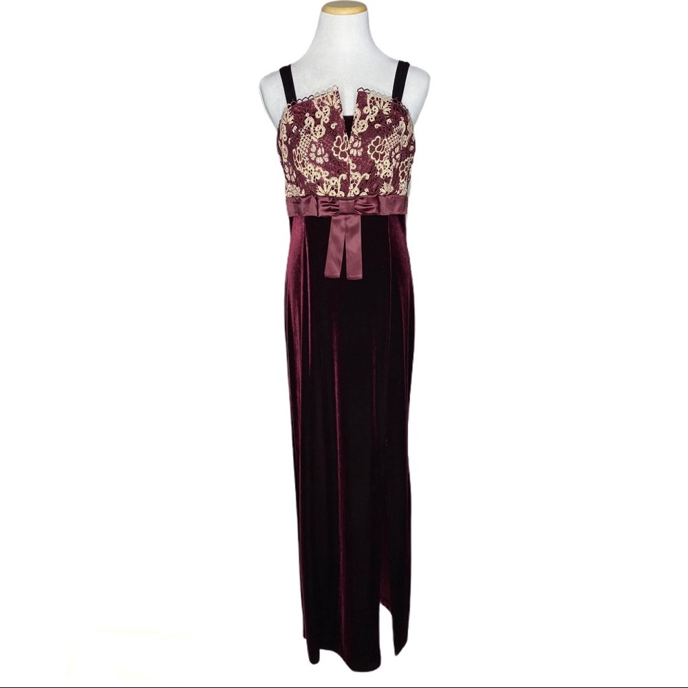 Savoy’s Velvet Burgundy Formal Dress